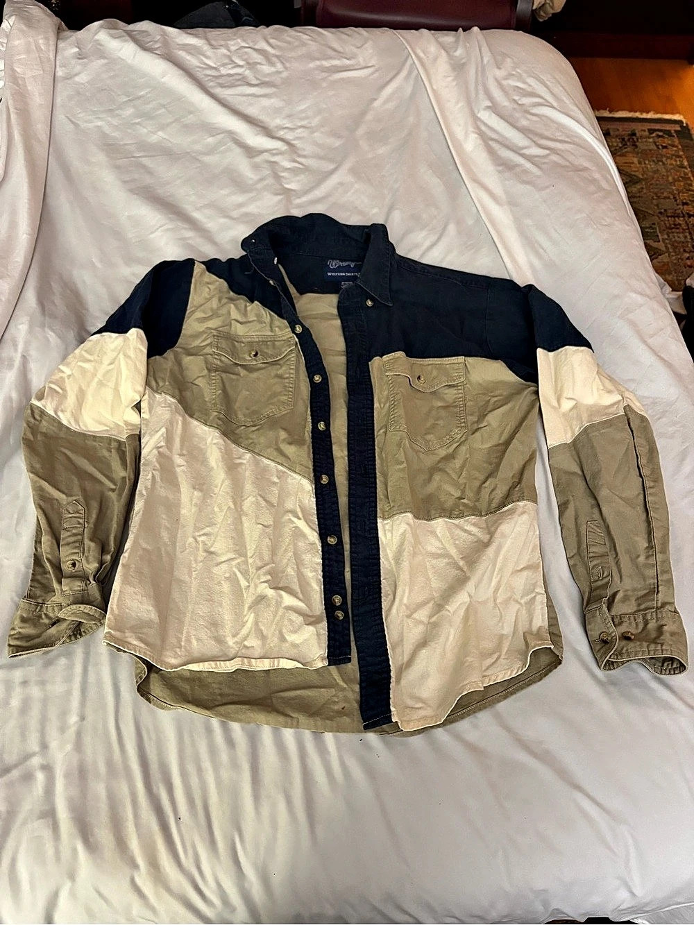 Wrangler Western Shirts Color Block Cotton Shirt XL youth Good